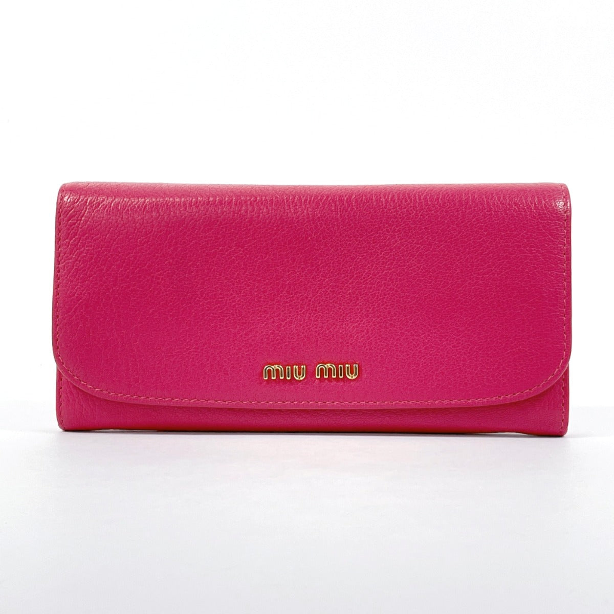 Miu Miu Leather Long Wallet Pink