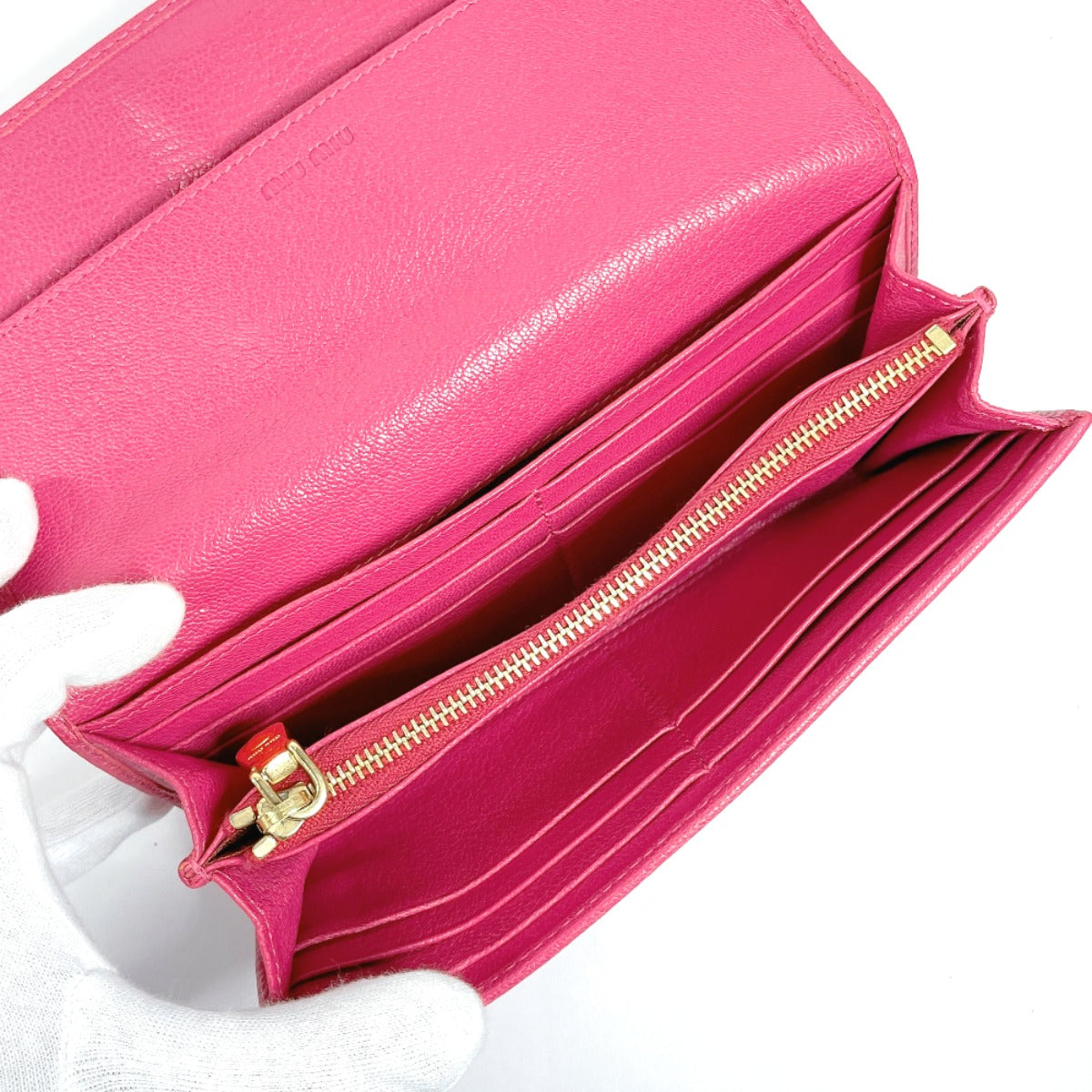 Miu Miu Leather Long Wallet Pink