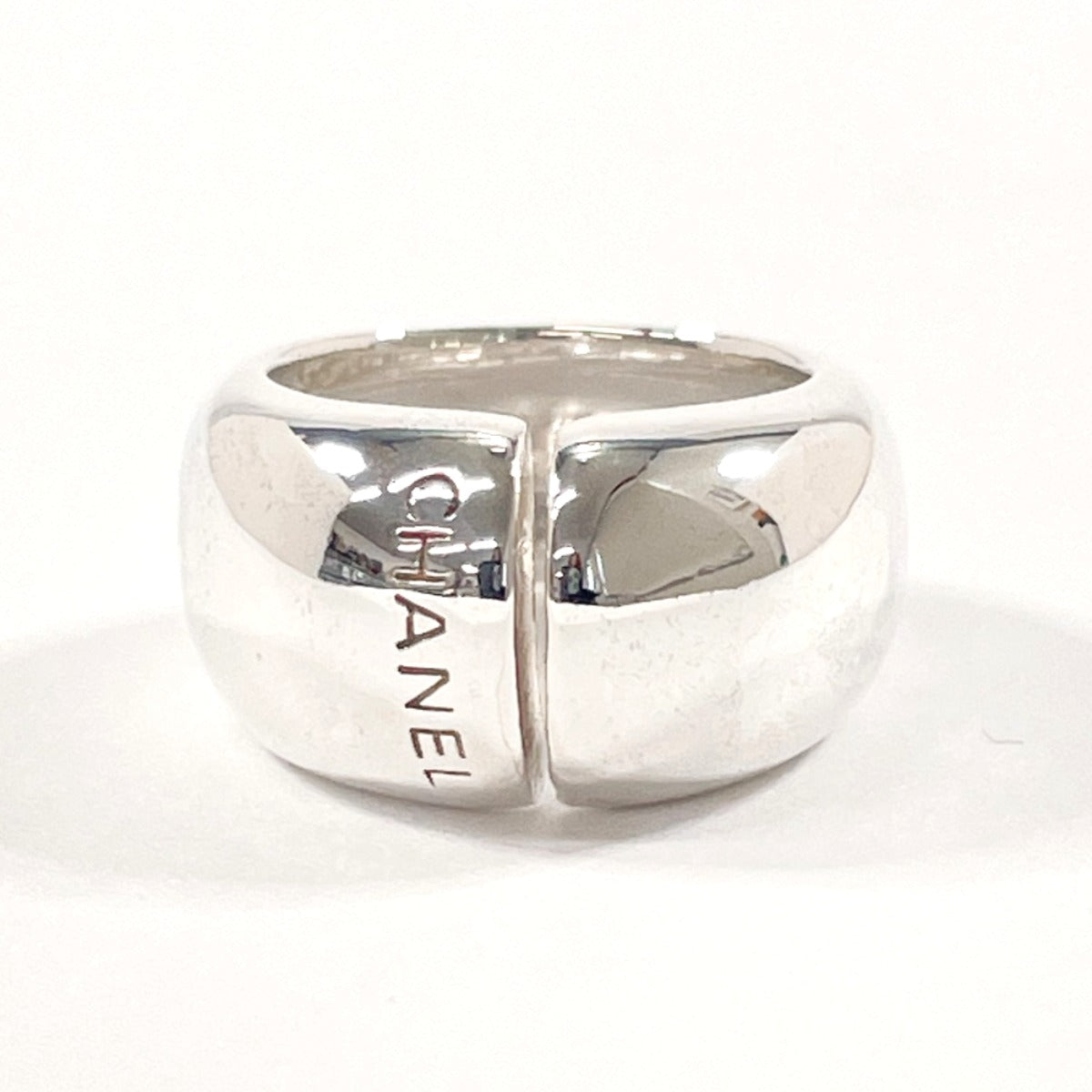 Chanel Silver 925 Logo Ring Size 8