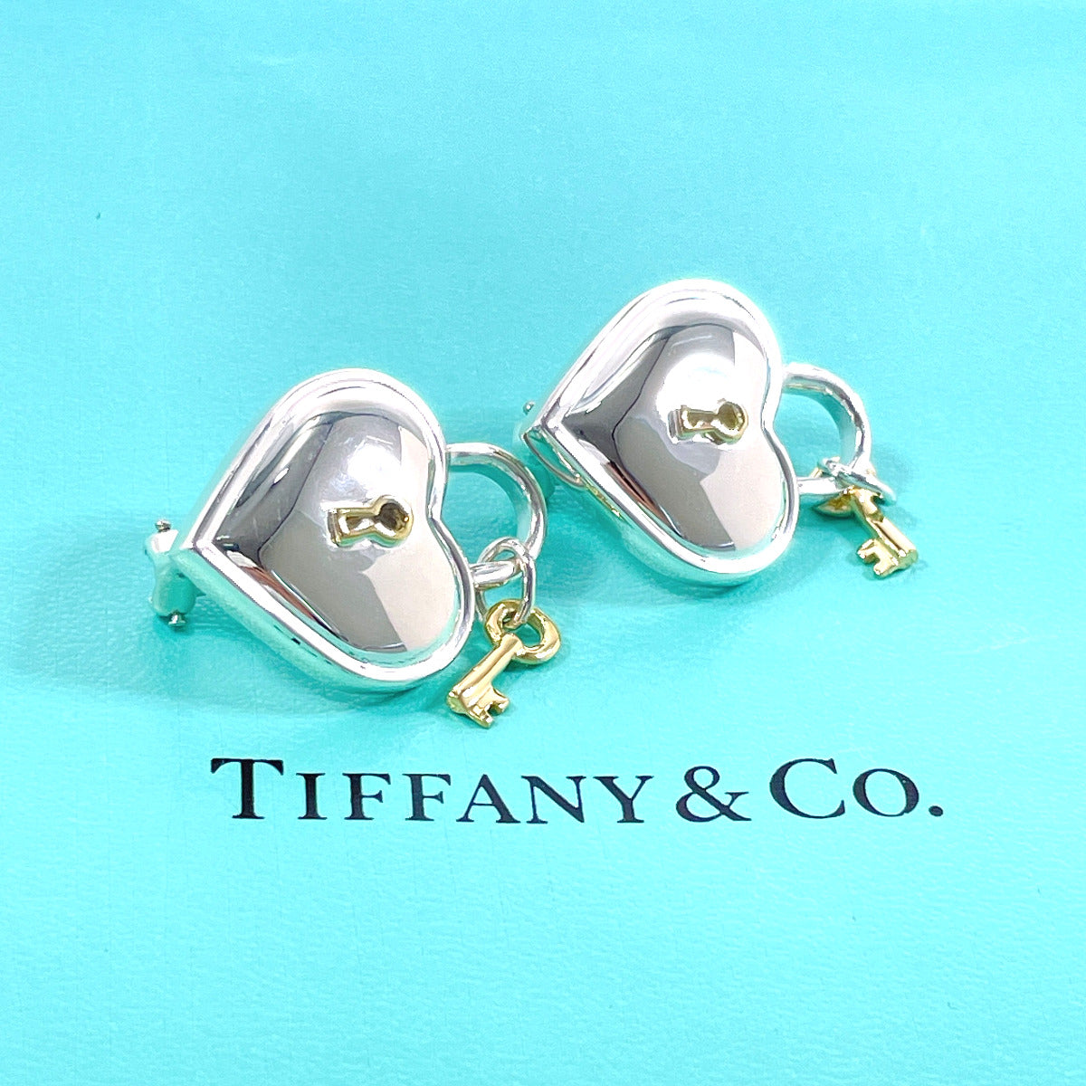 Tiffany & Co Heart Lock Earrings Silver 925/K18 Gold