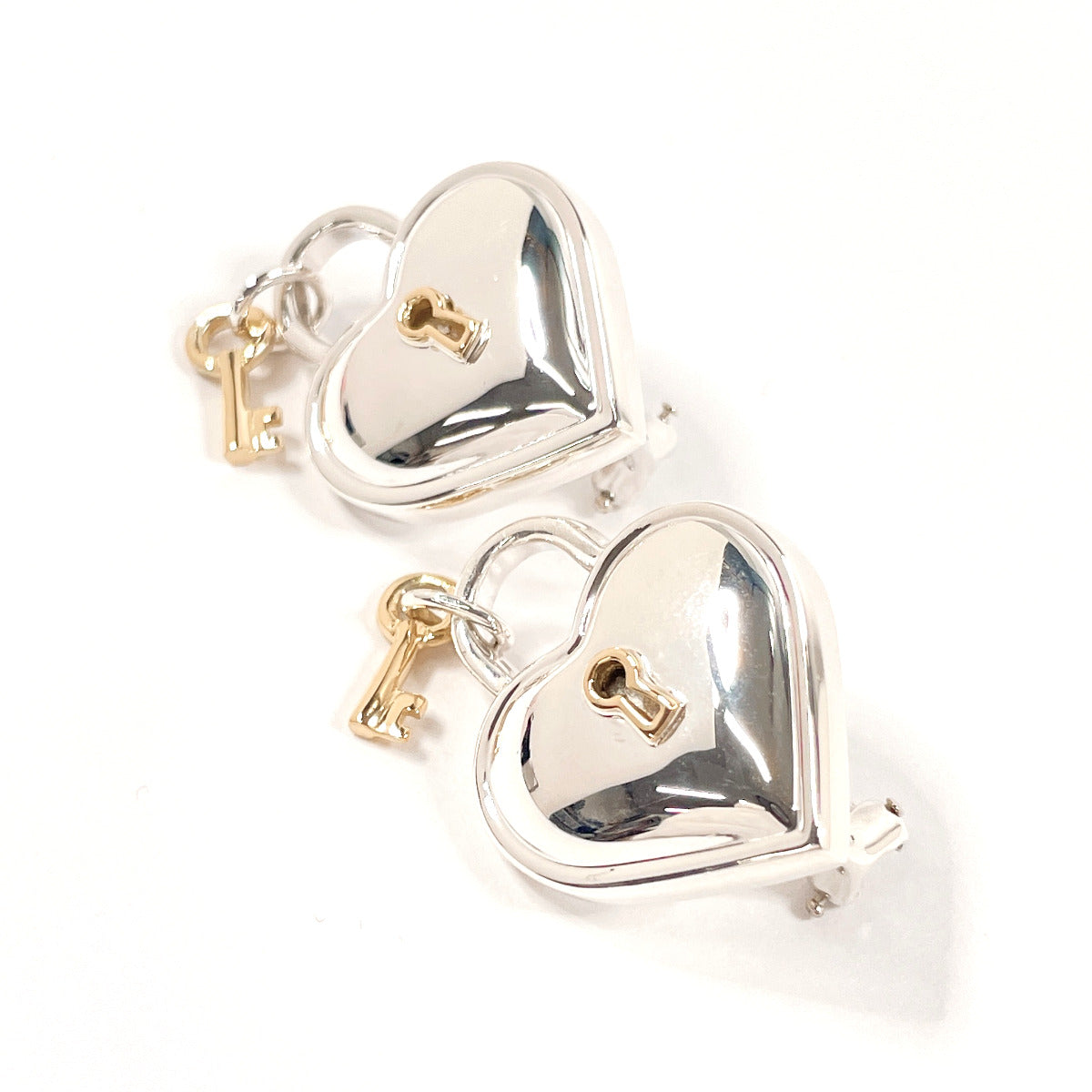 Tiffany & Co Heart Lock Earrings Silver 925/K18 Gold