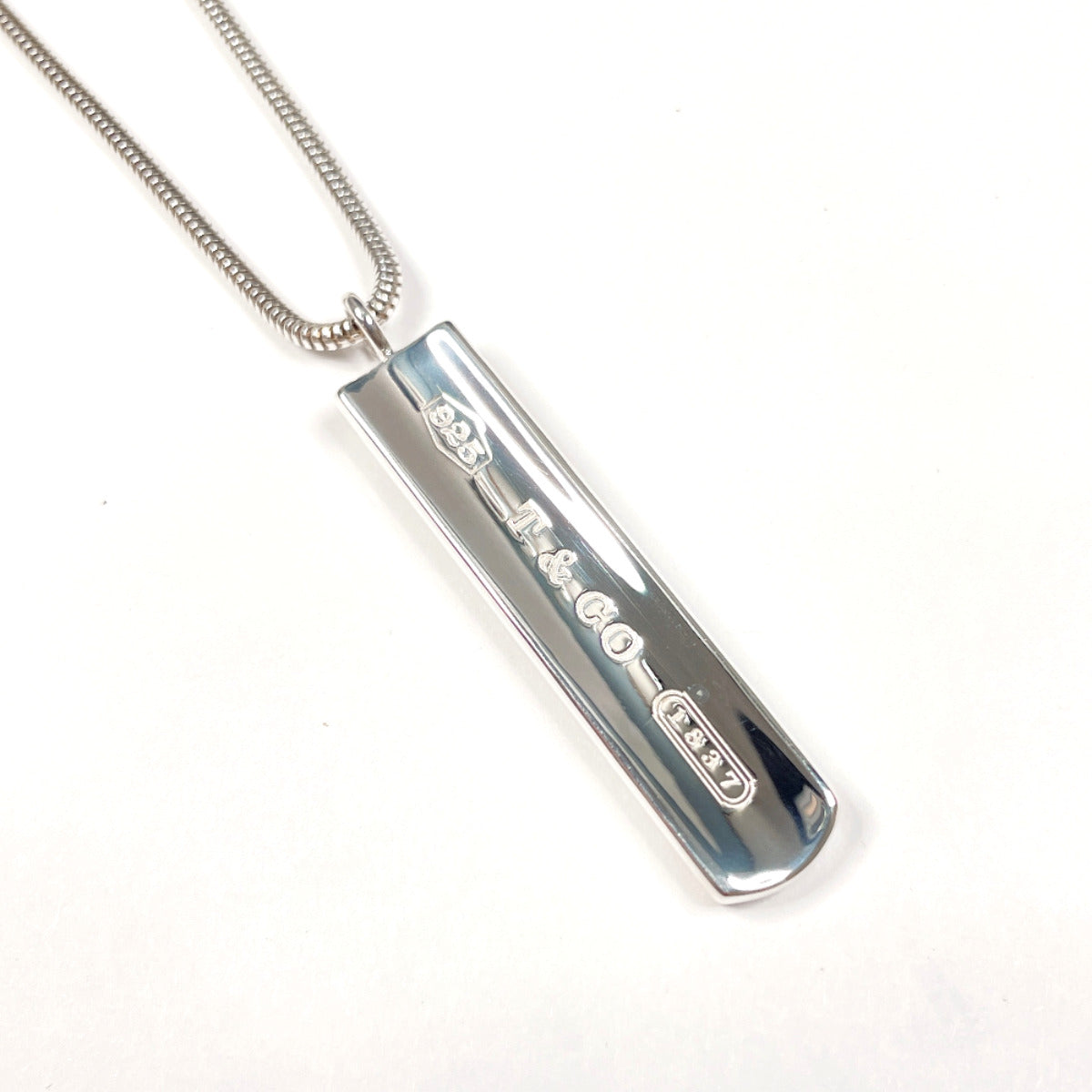 Tiffany & Co Silver 1837 Bar Pendant Necklace