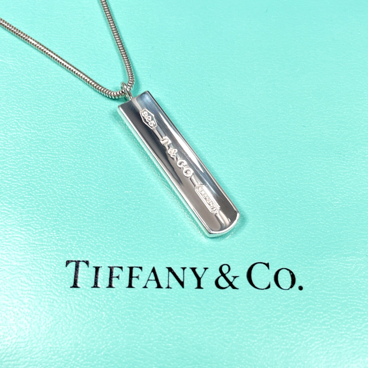 Tiffany & Co Silver 1837 Bar Pendant Necklace