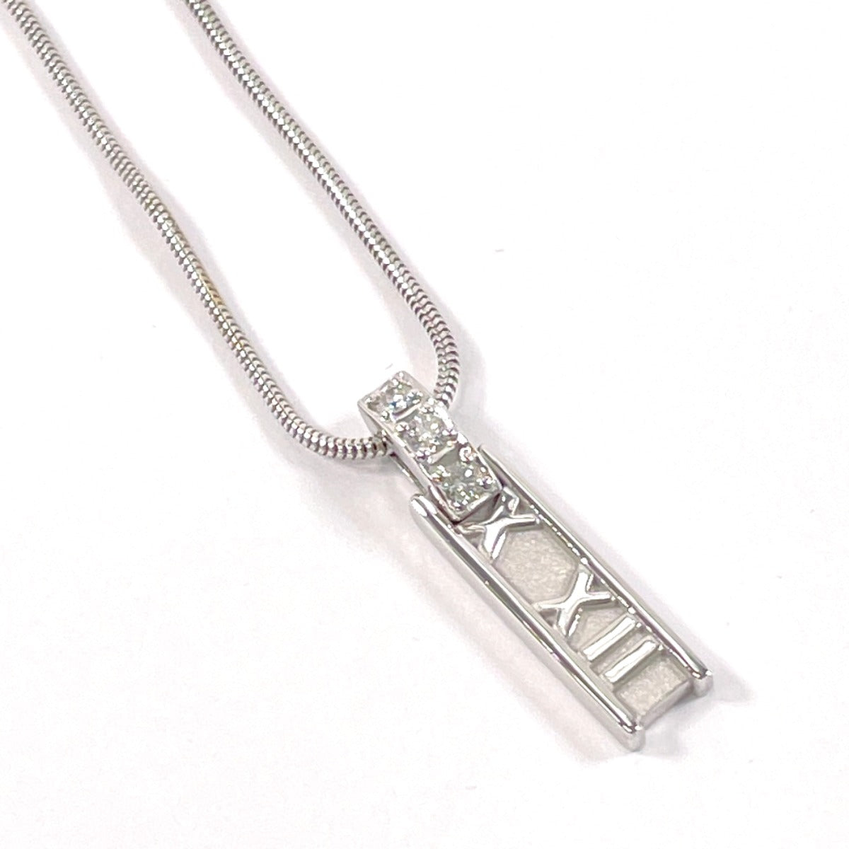 Tiffany & Co Atlas Bar 3P Diamond Necklace K18 White Gold