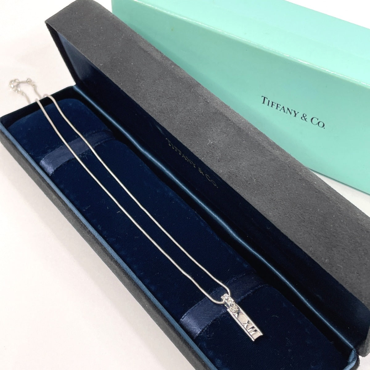 Tiffany & Co Atlas Bar 3P Diamond Necklace K18 White Gold