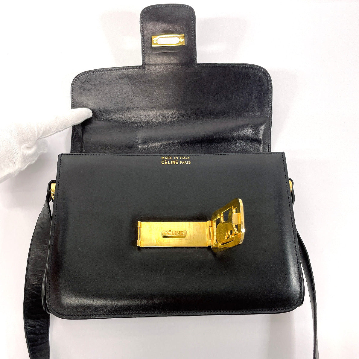 Celine Leather Carriage Buckle Shoulder Bag