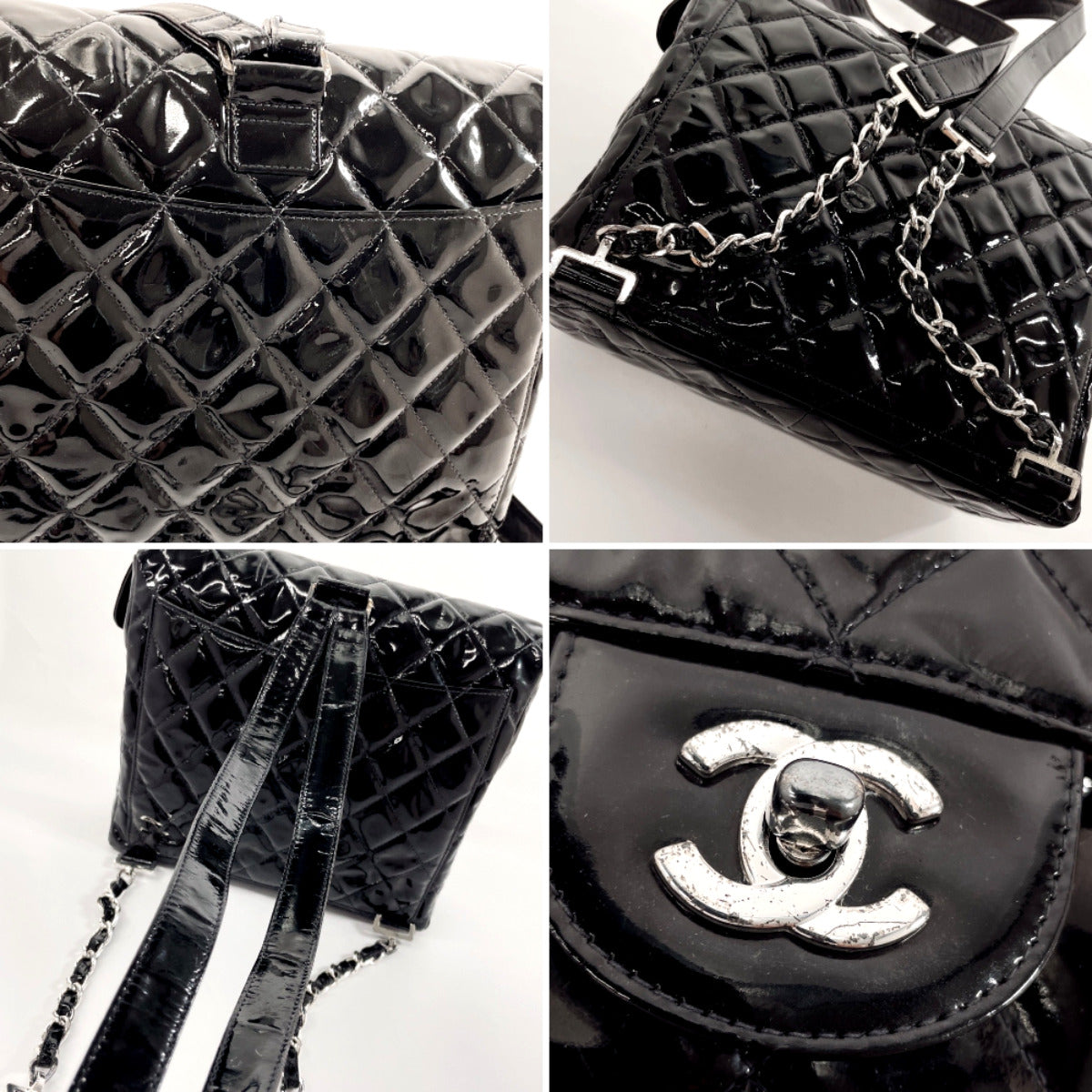 Chanel Patent Leather Matelasse Backpack