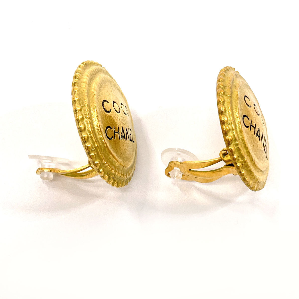 Chanel Vintage Logo Gold Earrings