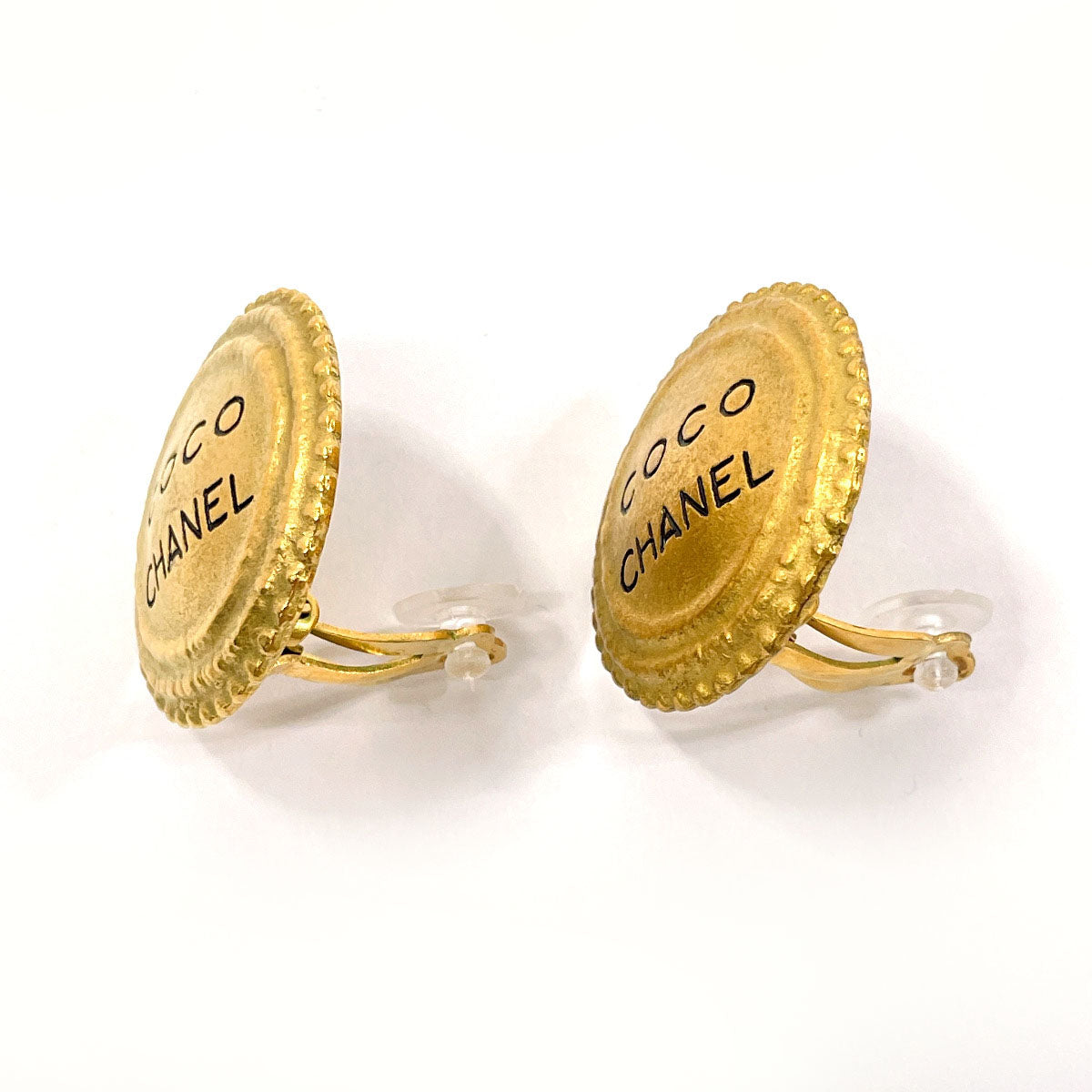 Chanel Vintage Logo Gold Earrings