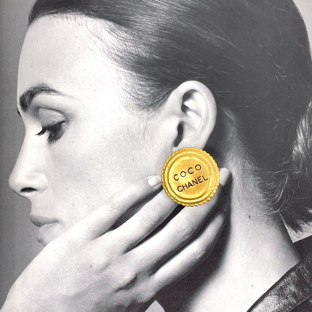 Chanel Vintage Logo Gold Earrings