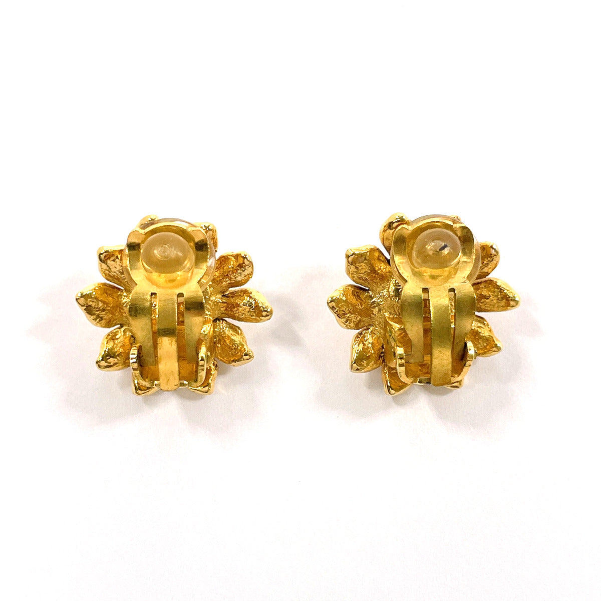 Chanel Flower Earrings Metal Faux Pearl Gold