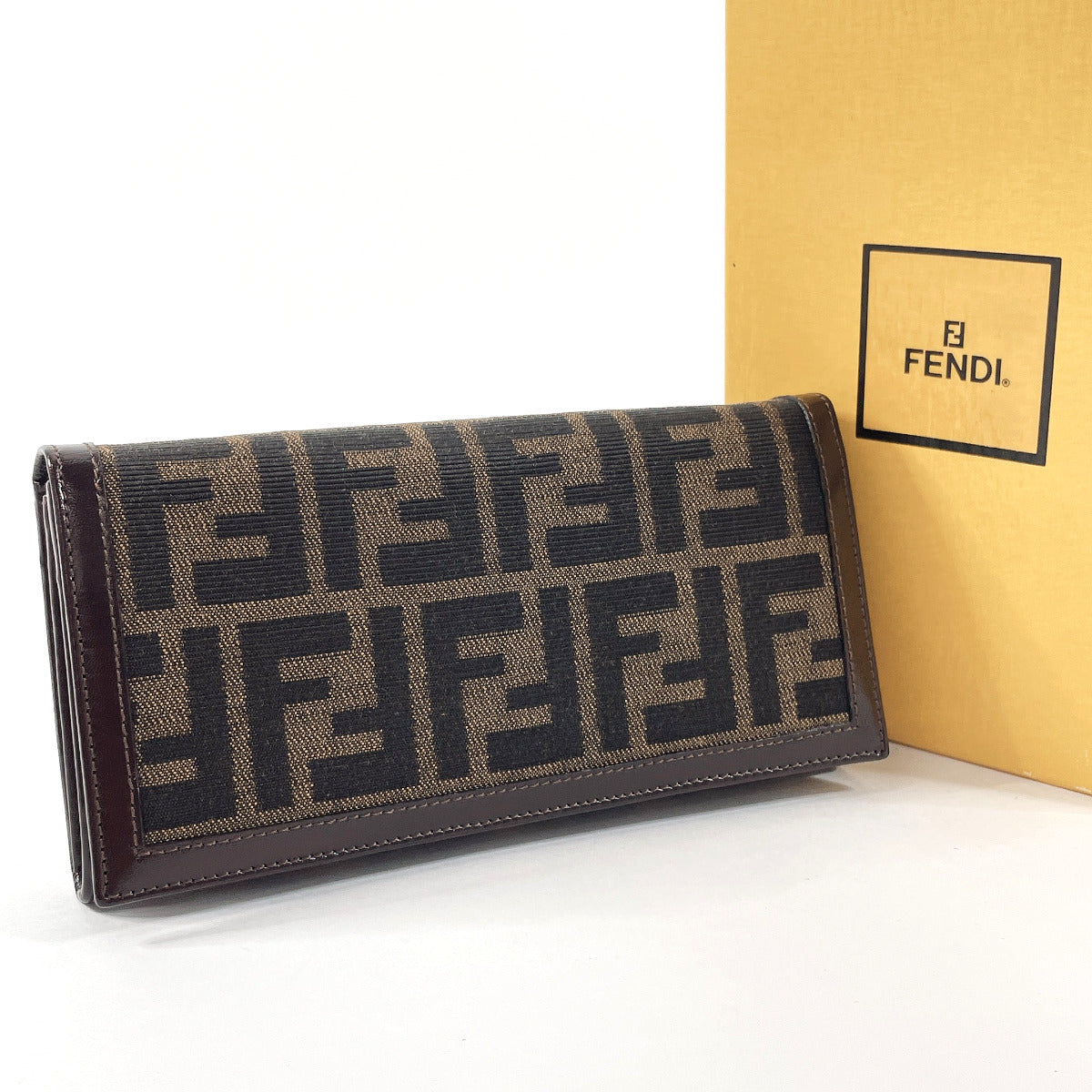 Fendi Zucca Canvas Leather Long Wallet