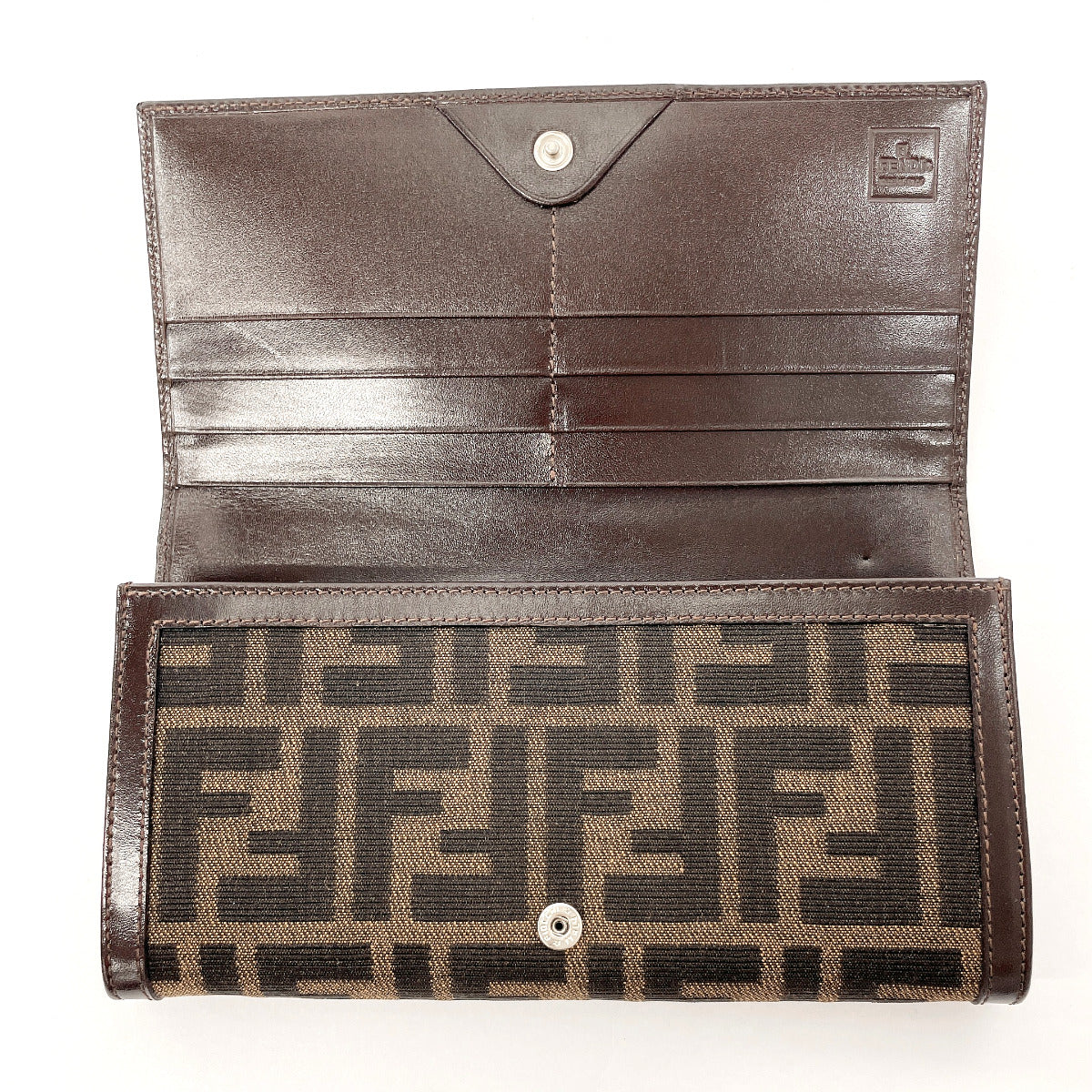 Fendi Zucca Canvas Leather Long Wallet