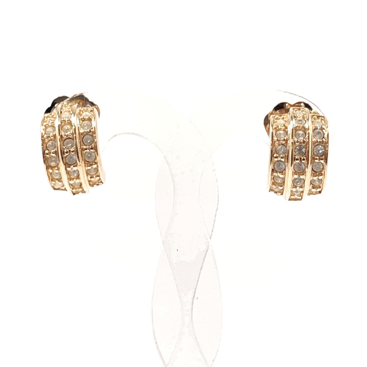 Dior Vintage Metal Rhinestone Earrings