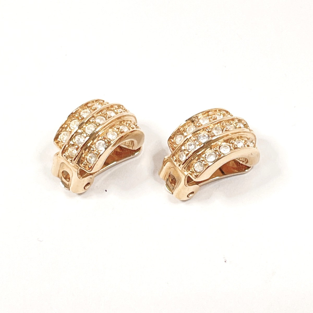 Dior Vintage Metal Rhinestone Earrings