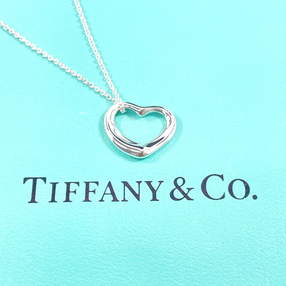 Tiffany & Co Open Heart Elsa Peretti Necklace Silver 925