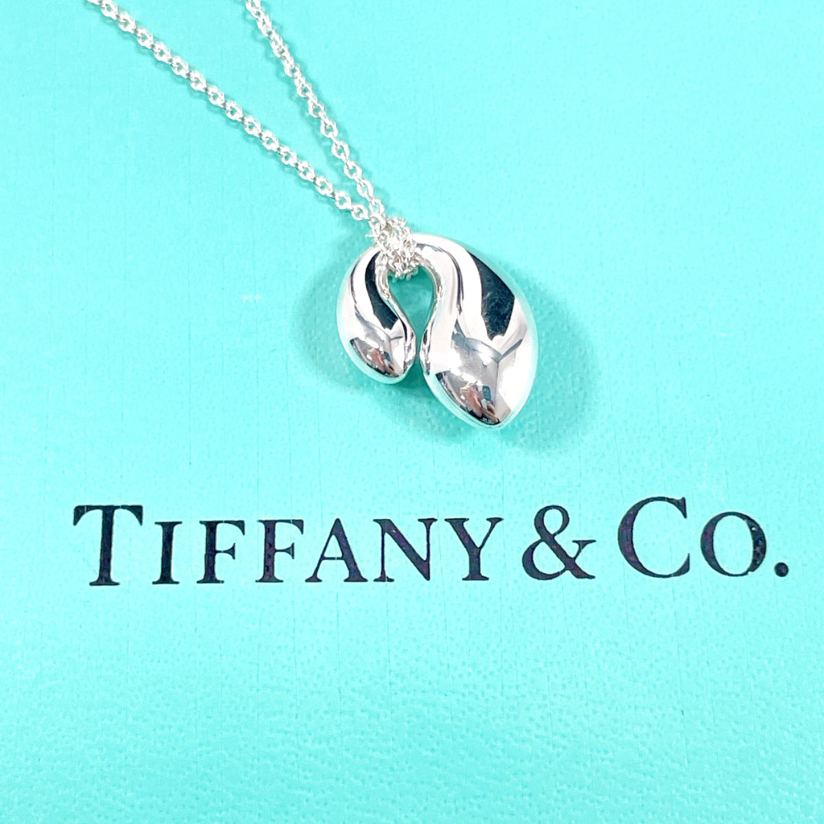 Tiffany & Co Silver Double Teardrop Necklace