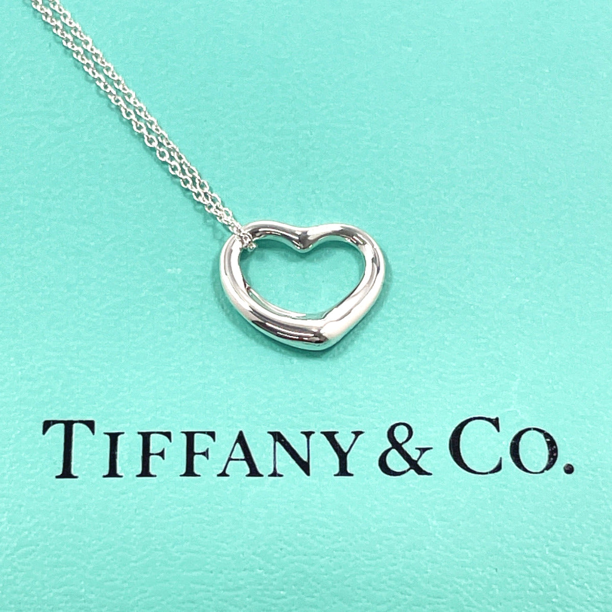 Tiffany & Co Open Heart Elsa Peretti Necklace Silver 925