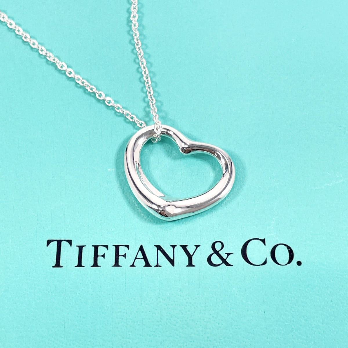 Tiffany & Co Open Heart Elsa Peretti Necklace Silver 925