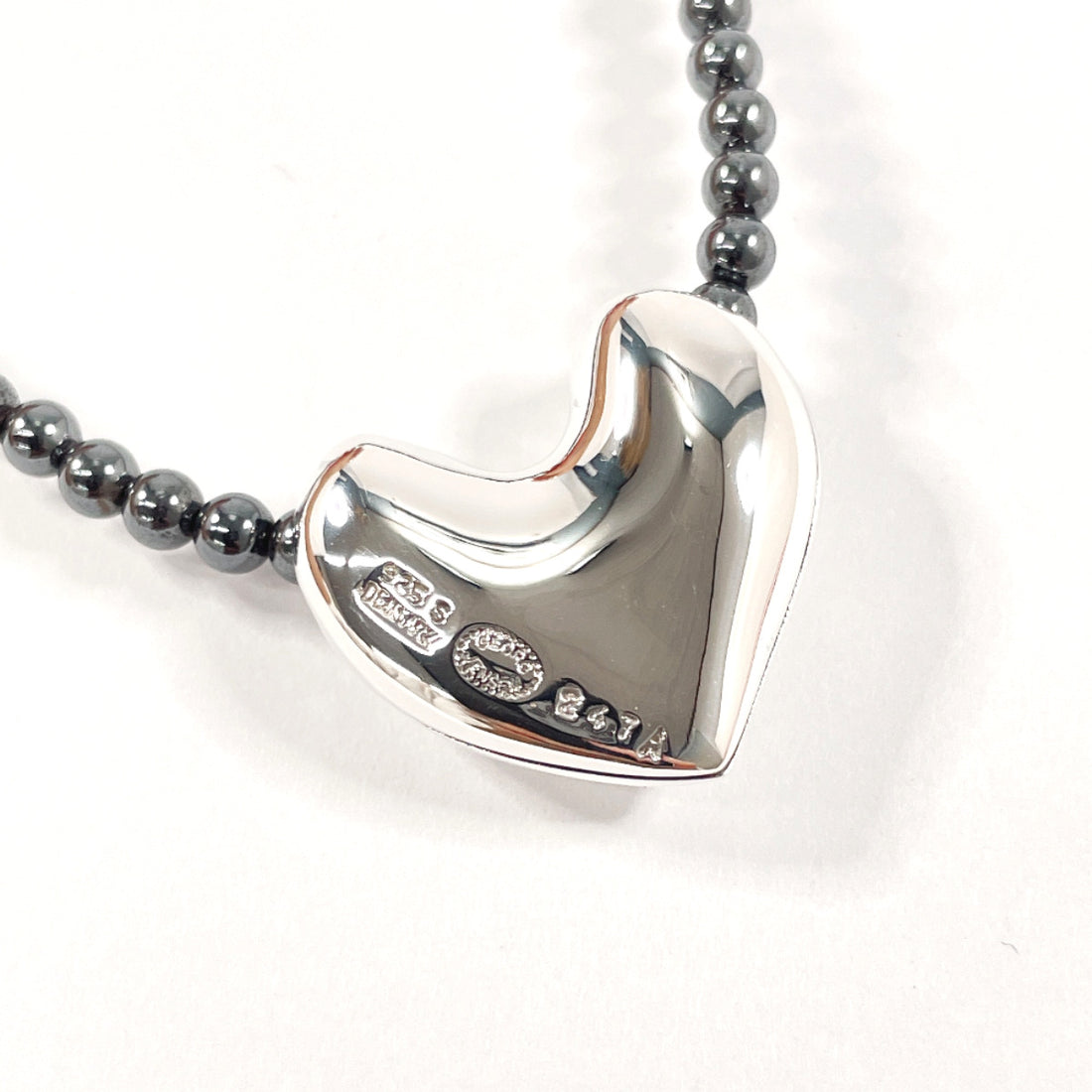 Georg Jensen Silver 925 Hematite Heart Necklace