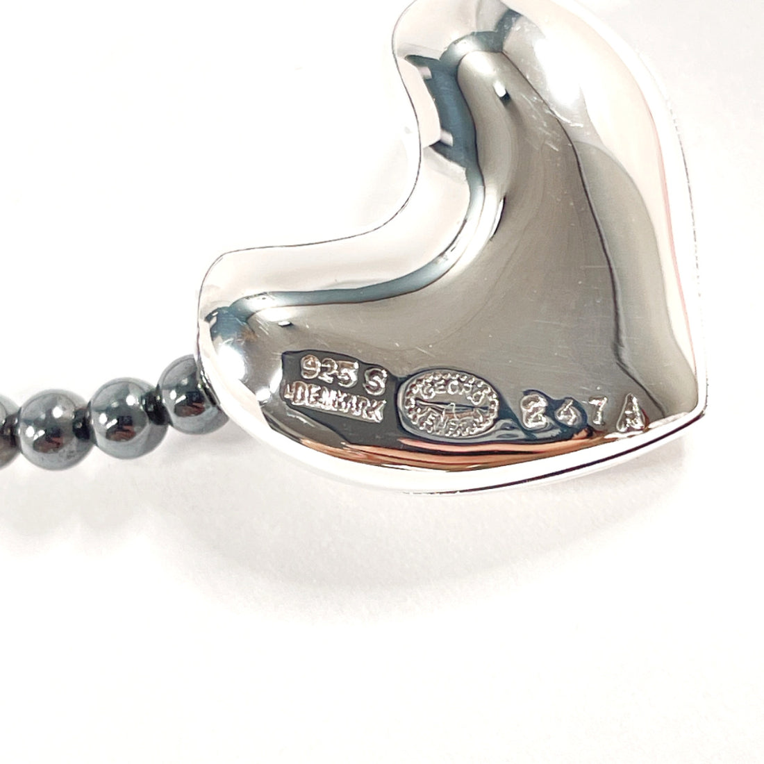 Georg Jensen Silver 925 Hematite Heart Necklace