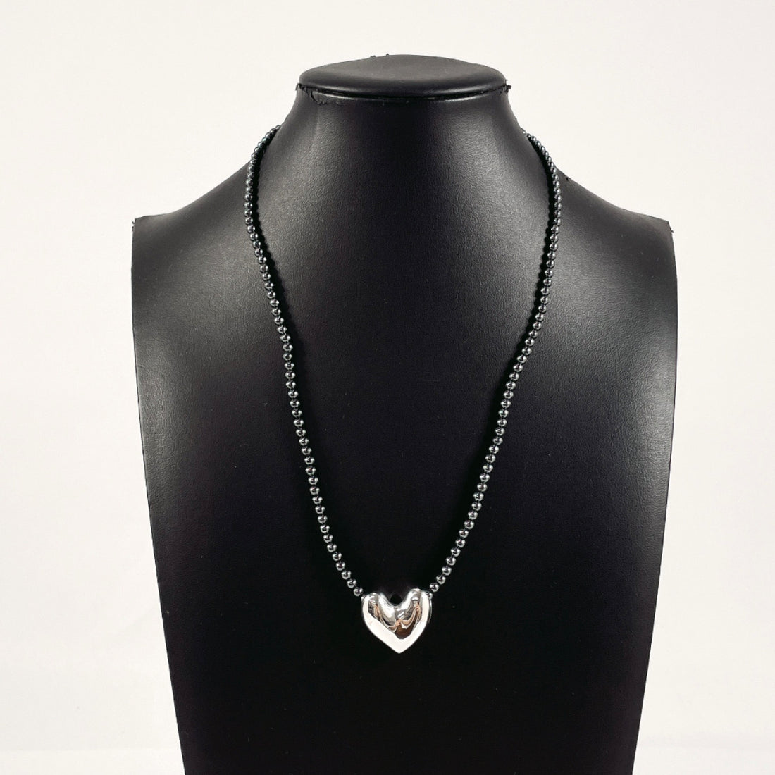 Georg Jensen Silver 925 Hematite Heart Necklace