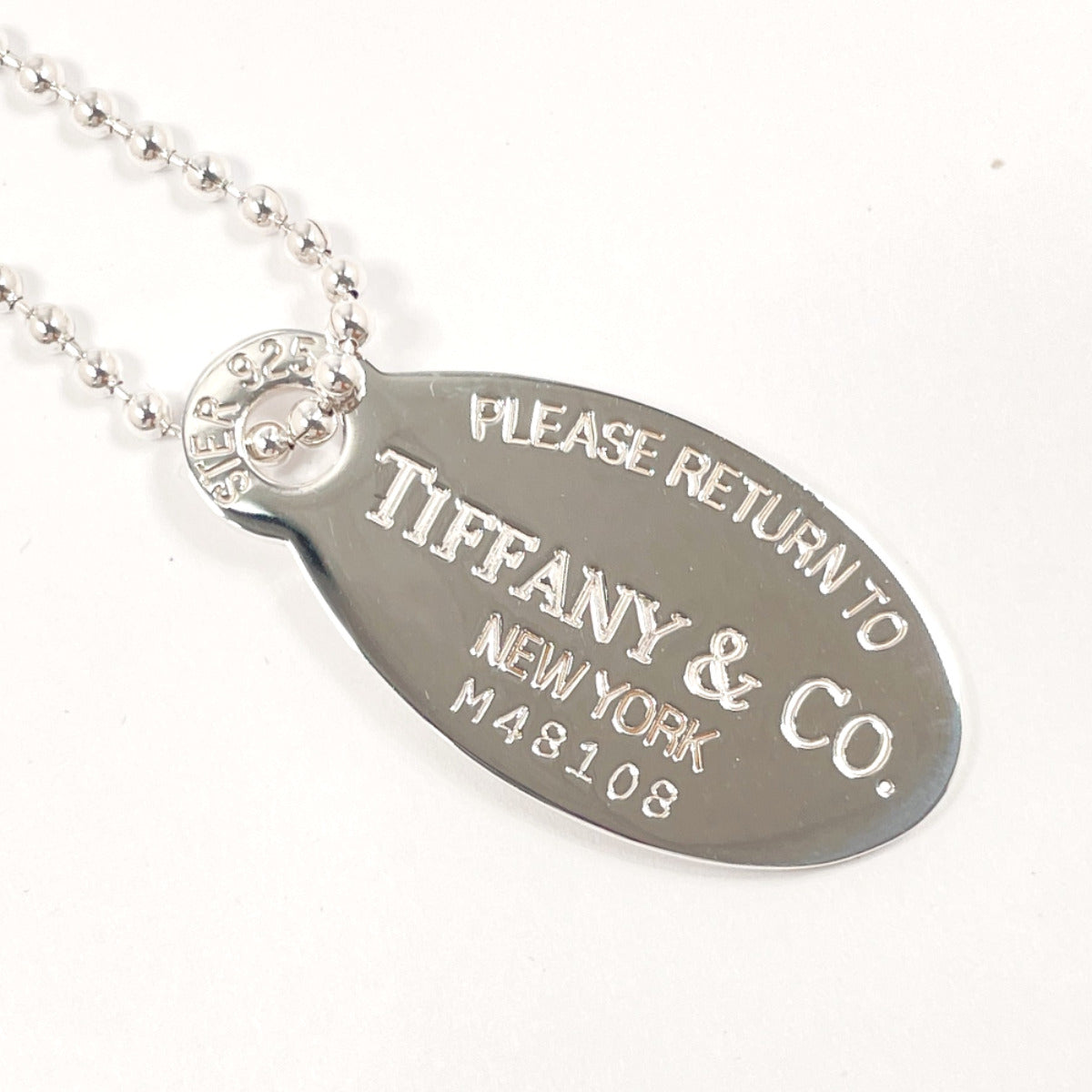 Tiffany & Co Silver 925 Oval Tag Necklace