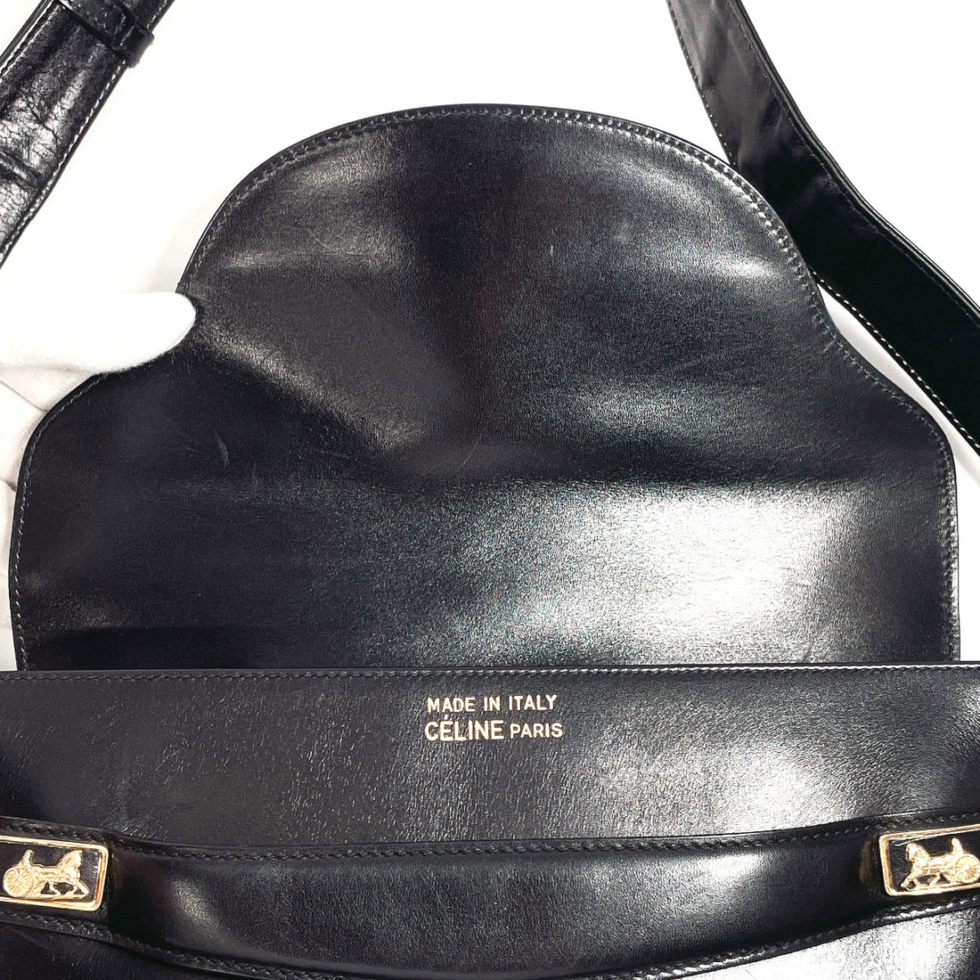 Celine Leather Shoulder Bag Black