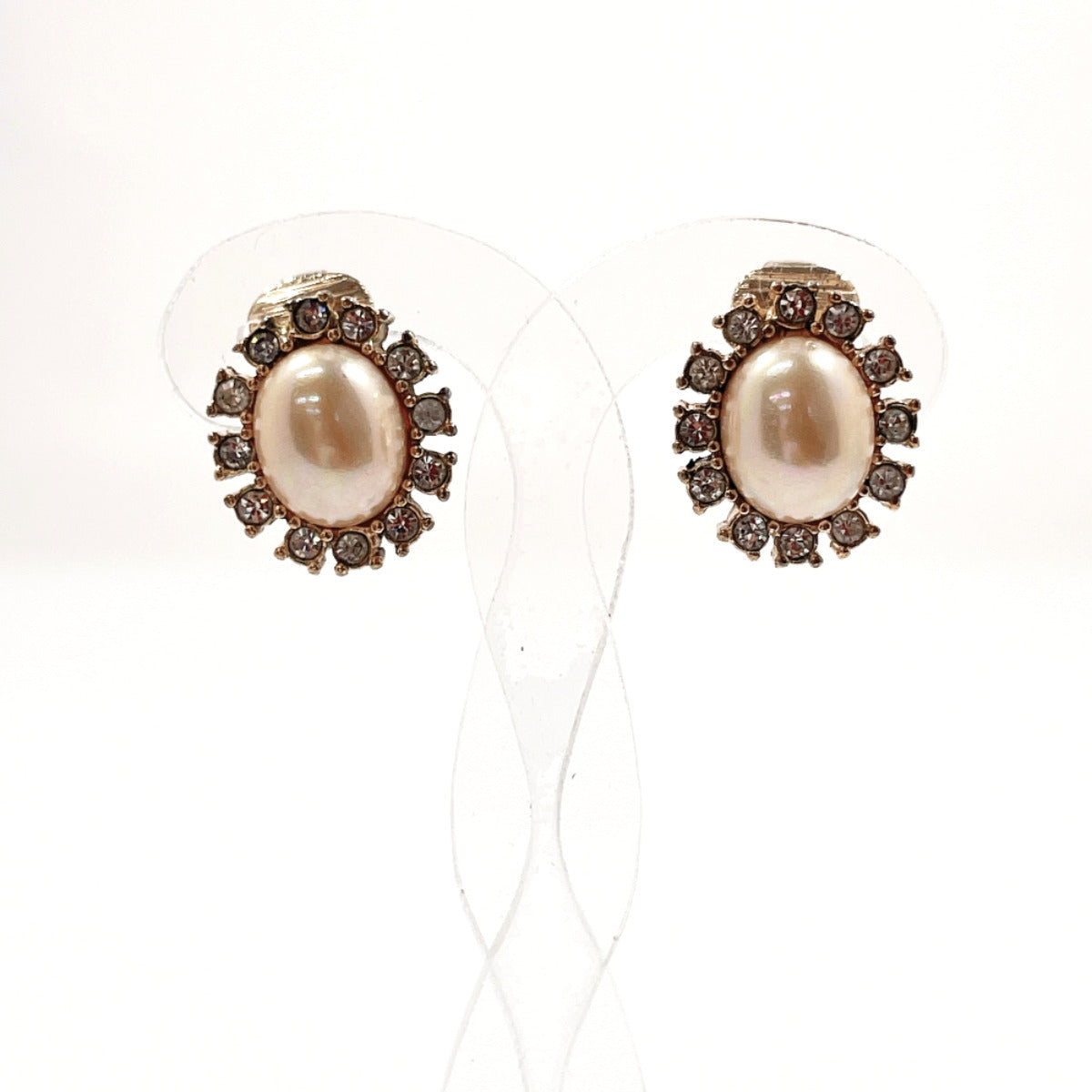 Dior Vintage Metal Rhinestone Earrings