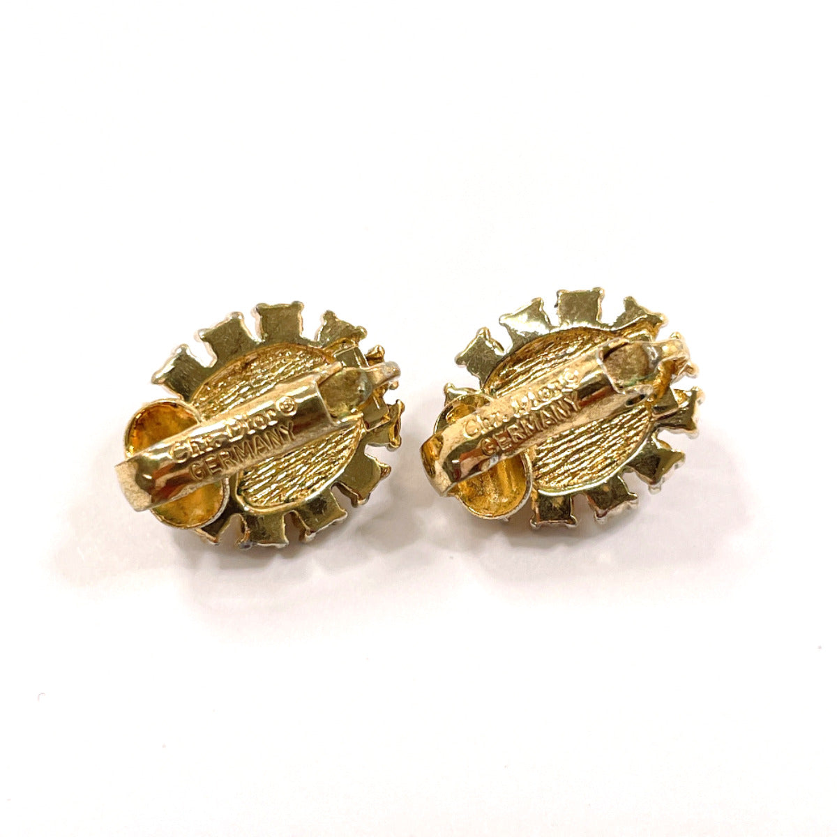 Dior Vintage Metal Rhinestone Earrings