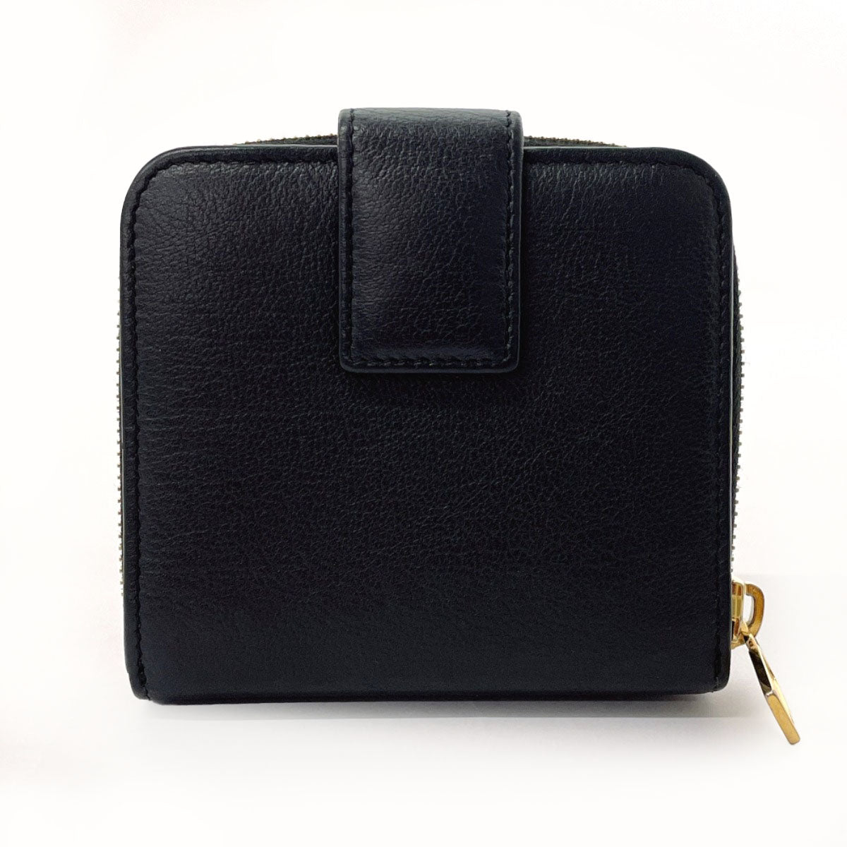 Yves Saint Laurent Leather Compact Zip Wallet Black