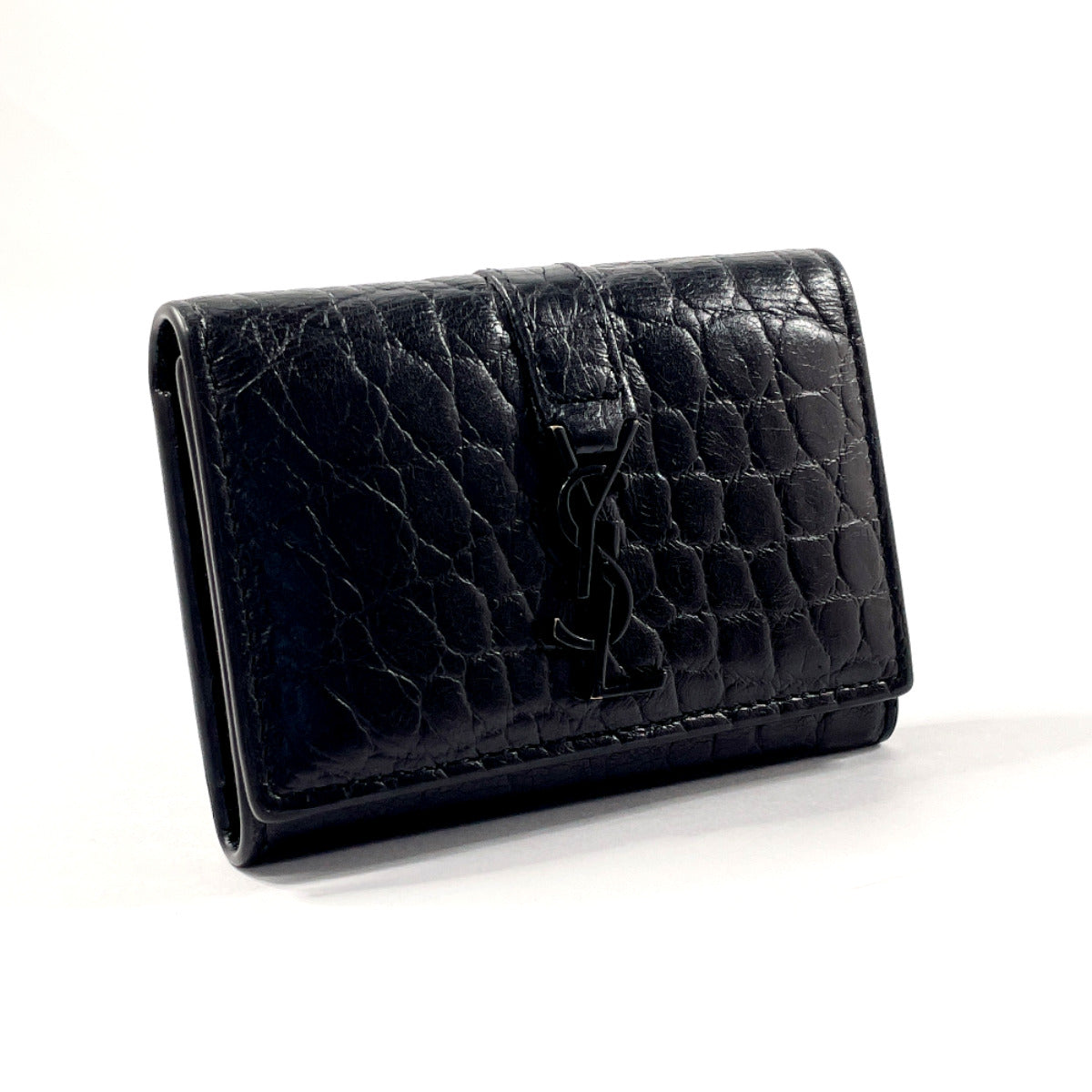 Yves Saint Laurent Croc Embossed Leather Key Case