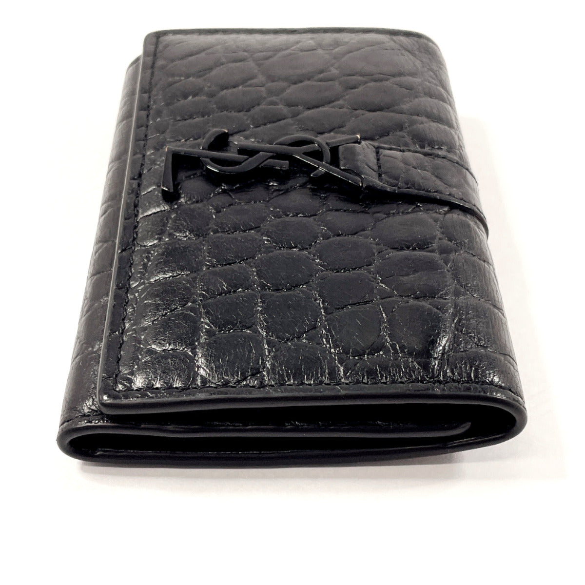 Yves Saint Laurent Croc Embossed Leather Key Case