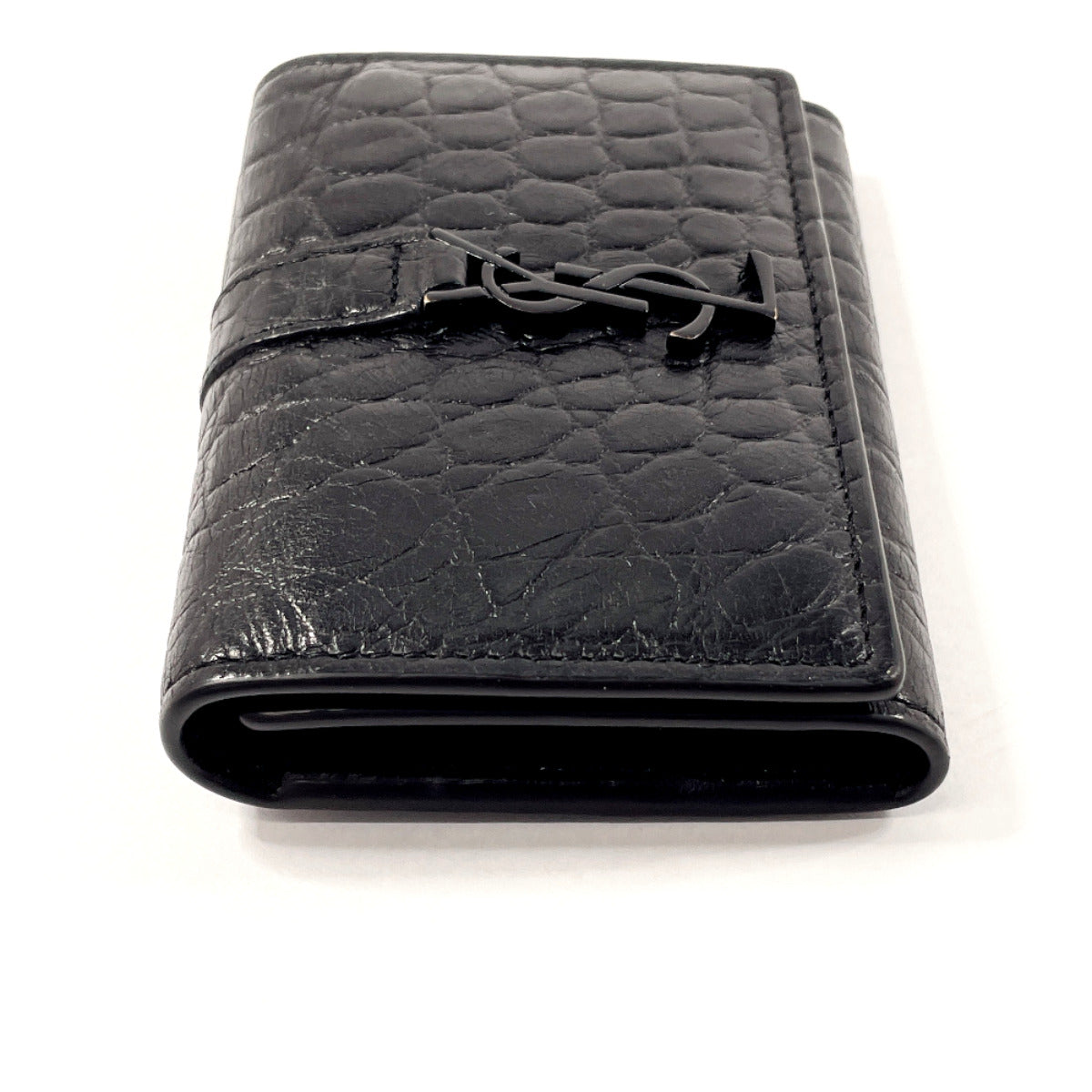 Yves Saint Laurent Croc Embossed Leather Key Case