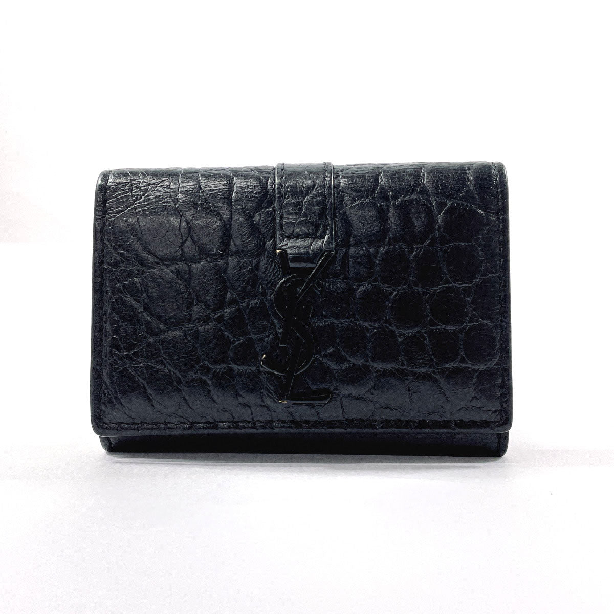 Yves Saint Laurent Croc Embossed Leather Key Case