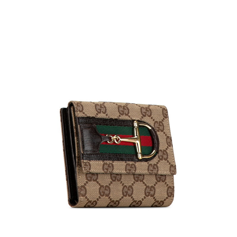 Gucci GG Canvas Horsebit Bifold Compact Wallet Canvas Short Wallet 138031 in Good condition