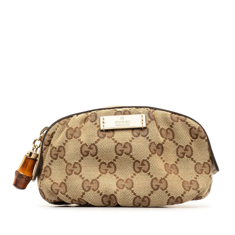 Gucci GG Canvas Bamboo Pouch Canvas Vanity Bag 246174 in Good condition
