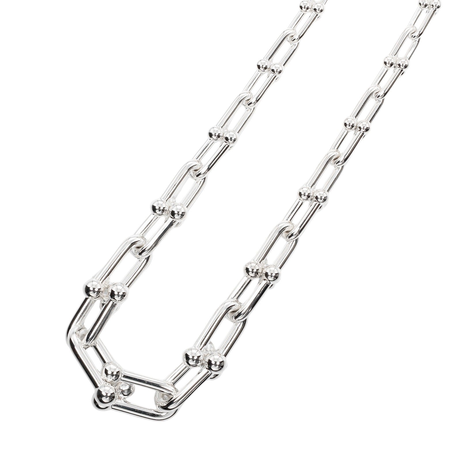 Tiffany & Co Silver Hardware Graduated Link Necklace