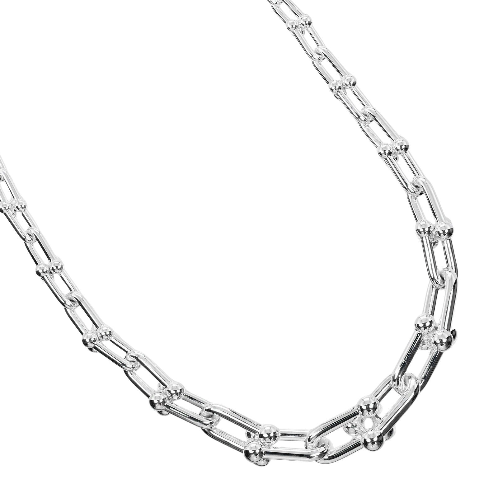 Tiffany & Co Silver Hardware Graduated Link Necklace