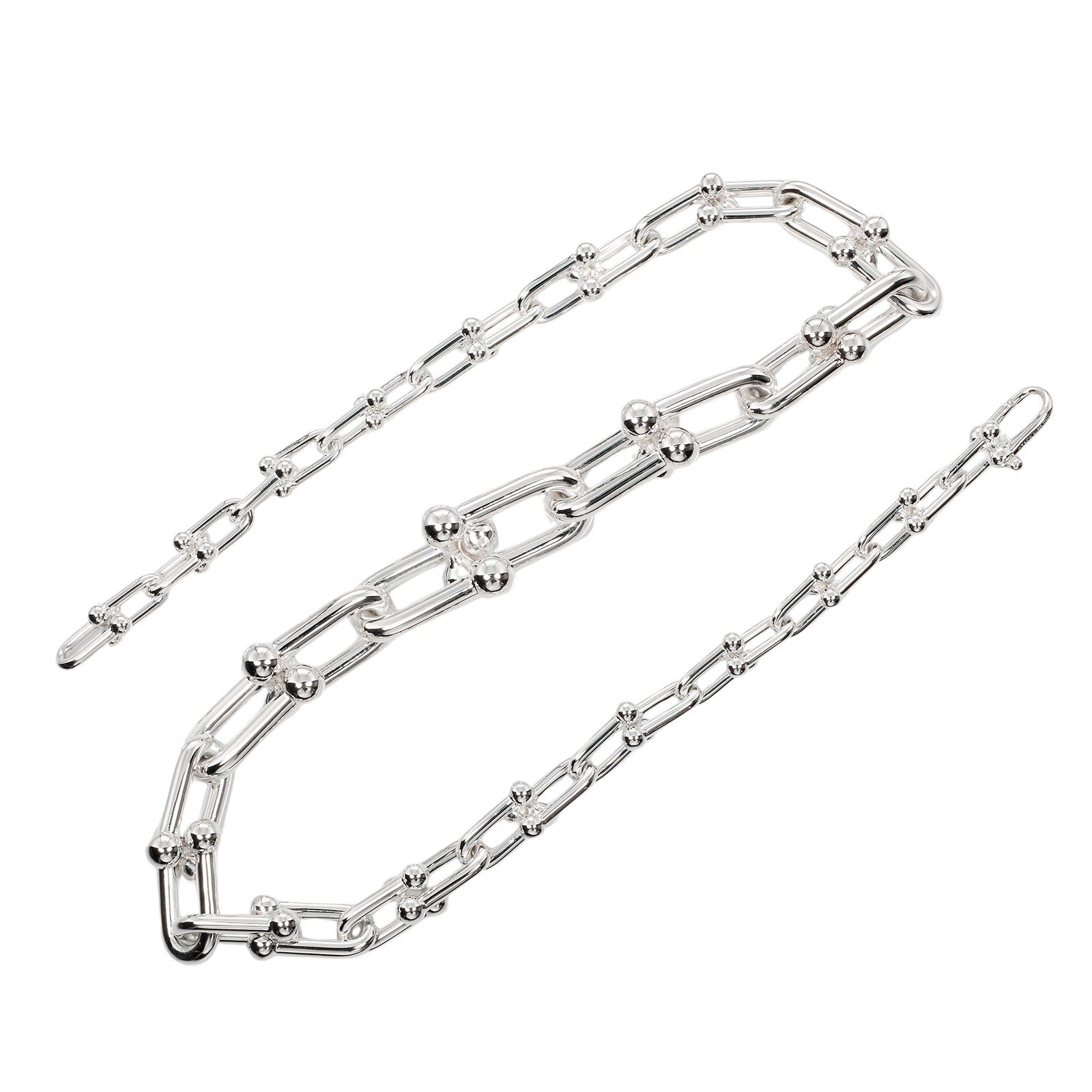 Tiffany & Co Silver Hardware Graduated Link Necklace