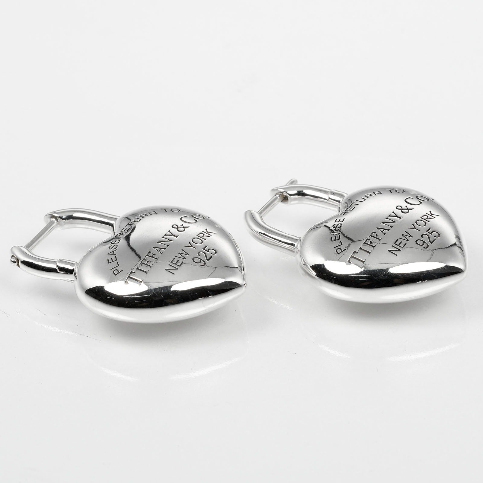 Tiffany & Co Silver 925 Full Heart Earrings