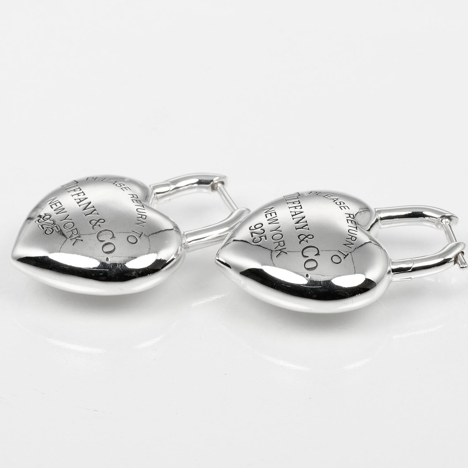 Tiffany & Co Silver 925 Full Heart Earrings