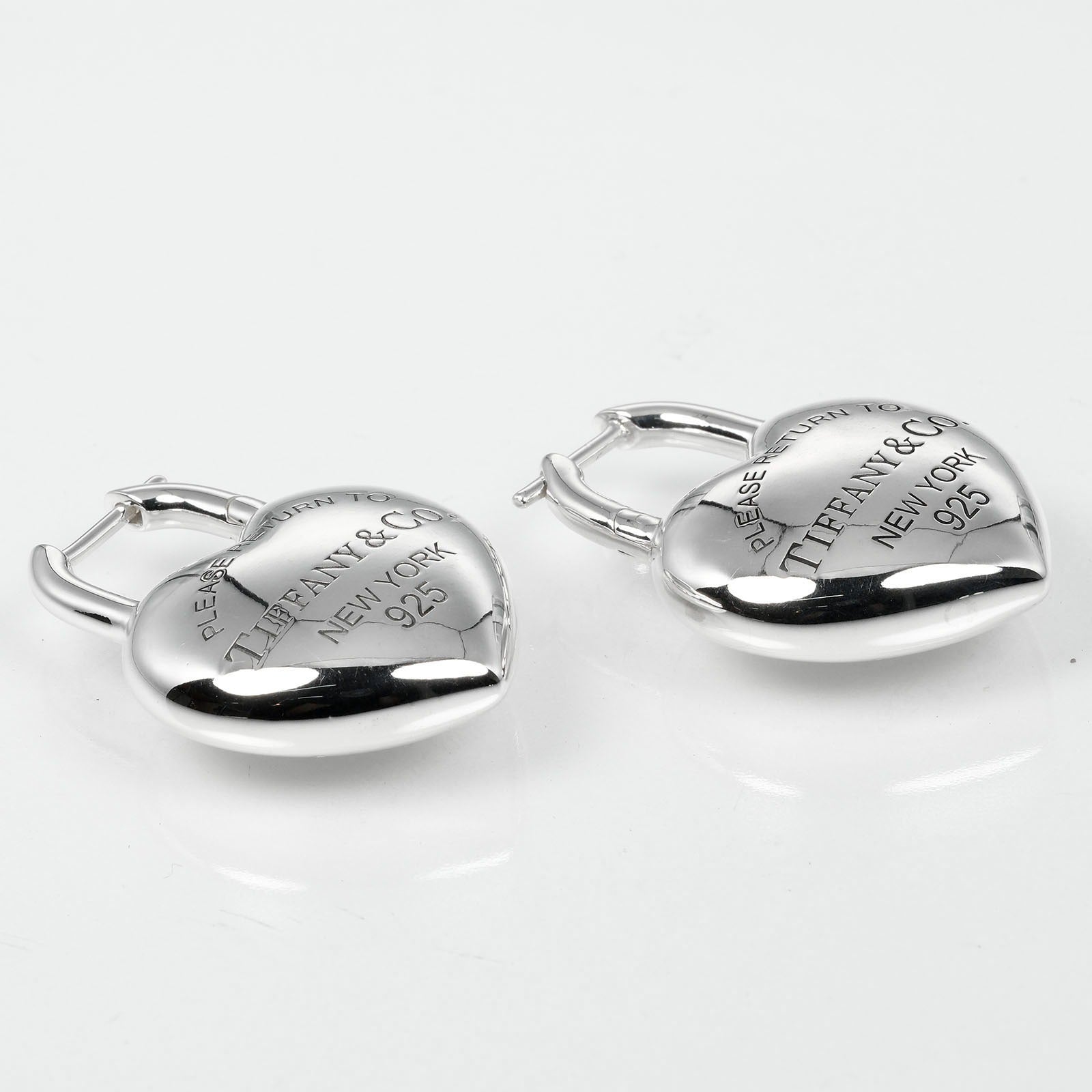 Tiffany & Co Silver 925 Full Heart Earrings