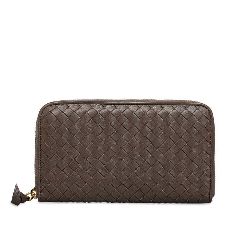 Bottega Veneta Intrecciato Round Zipper Long Wallet Leather Long Wallet 114076 in Good condition