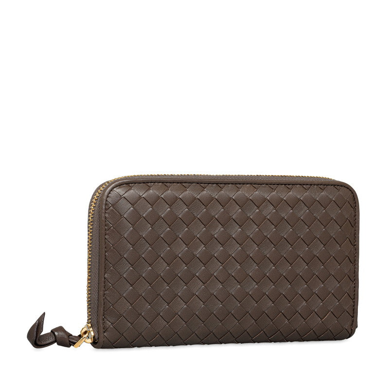 Bottega Veneta Intrecciato Round Zipper Long Wallet Leather Long Wallet 114076 in Good condition