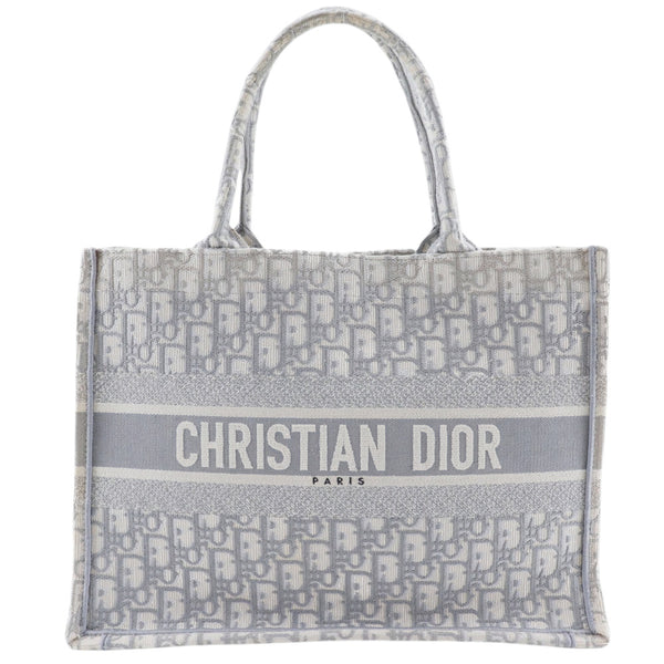 Christian Dior Book Tote Oblique Embroidery Cotton Tote Bag