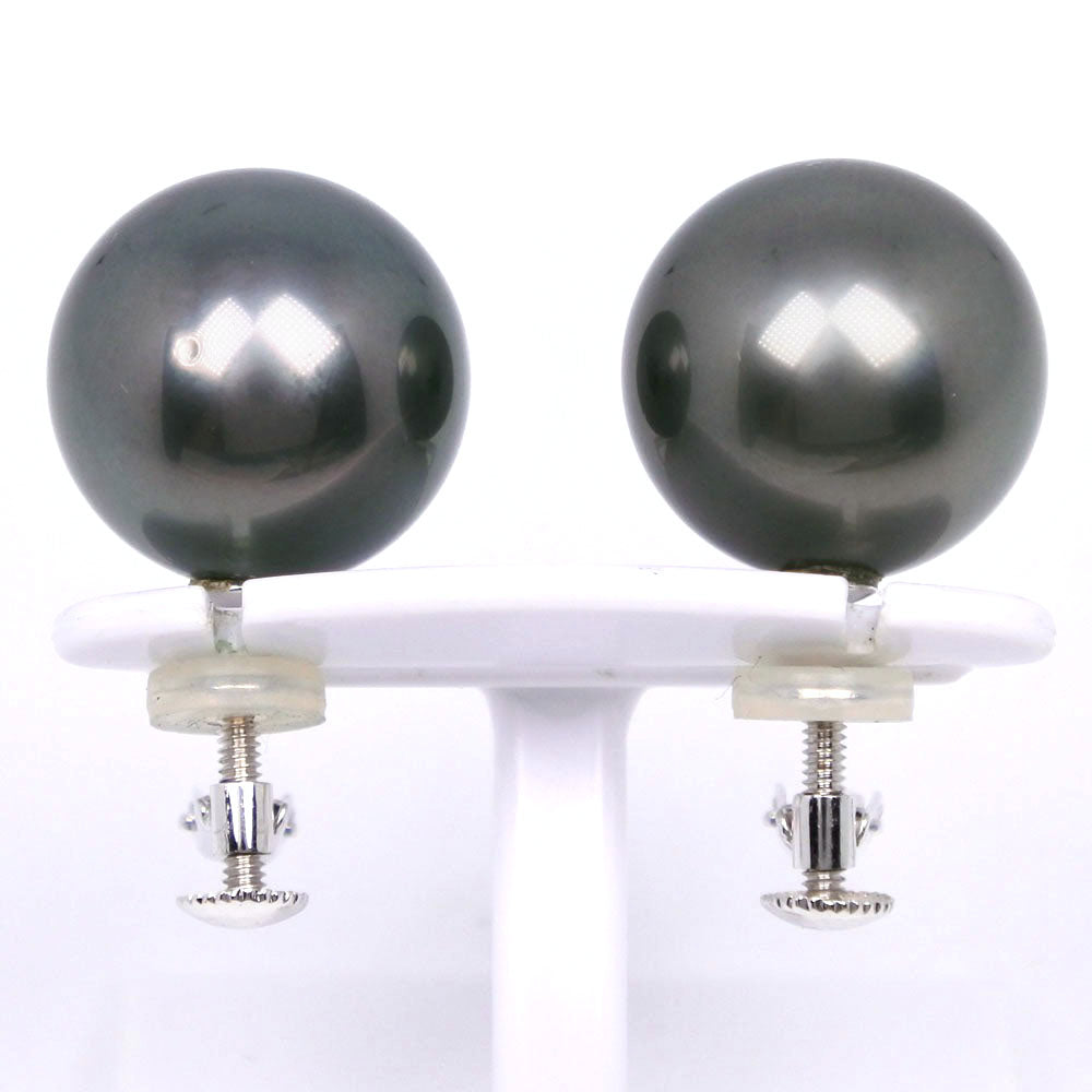 K14 White Gold Black Pearl Earrings