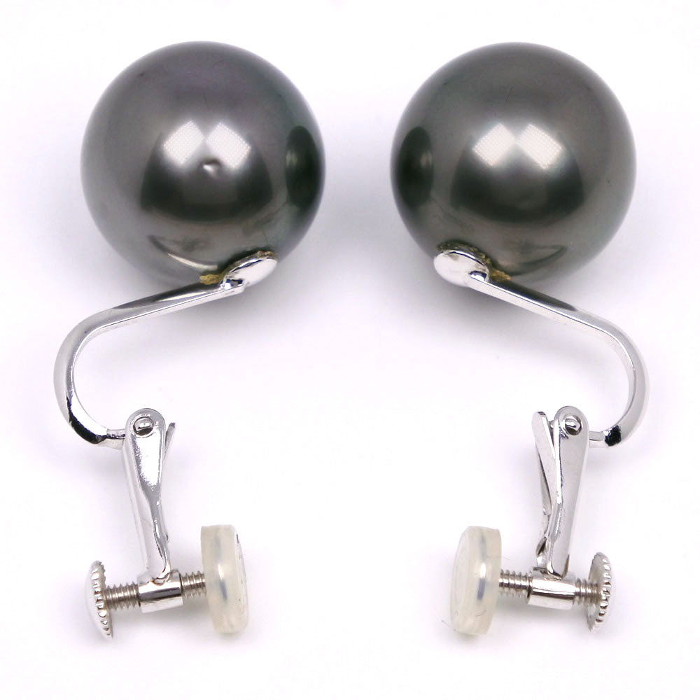 K14 White Gold Black Pearl Earrings