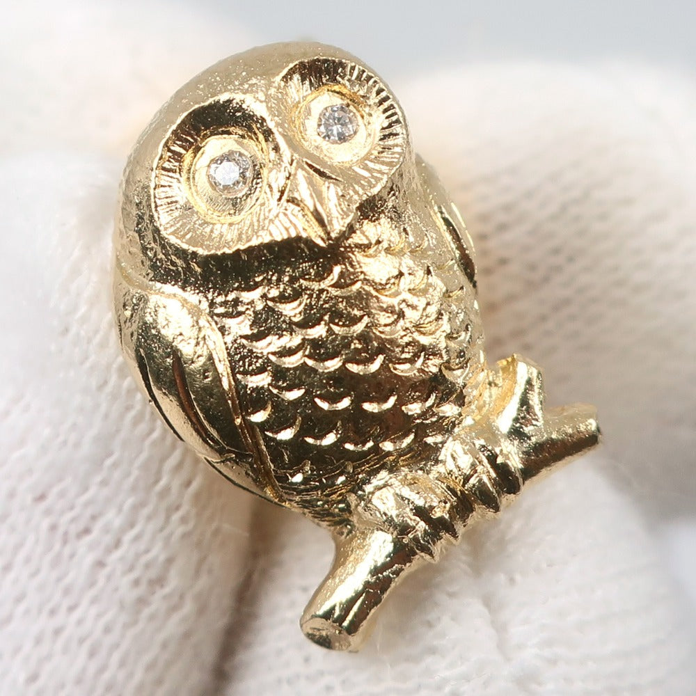 K18 Gold Diamond Owl Tie Pin Brooch