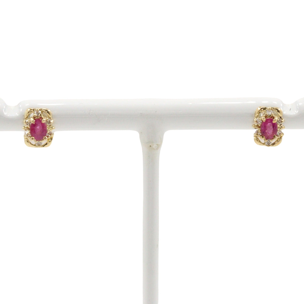 K18 Gold Ruby Diamond Earrings